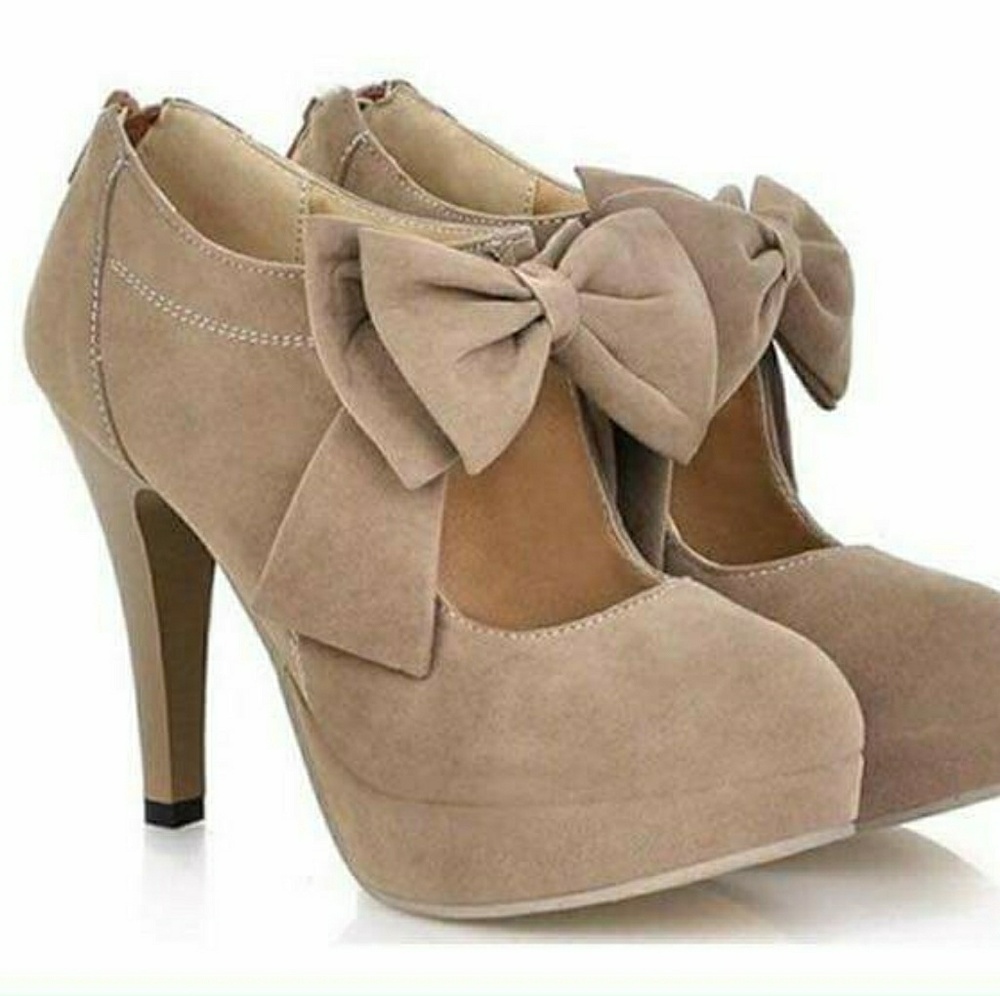 Bowtie high-heels taupe